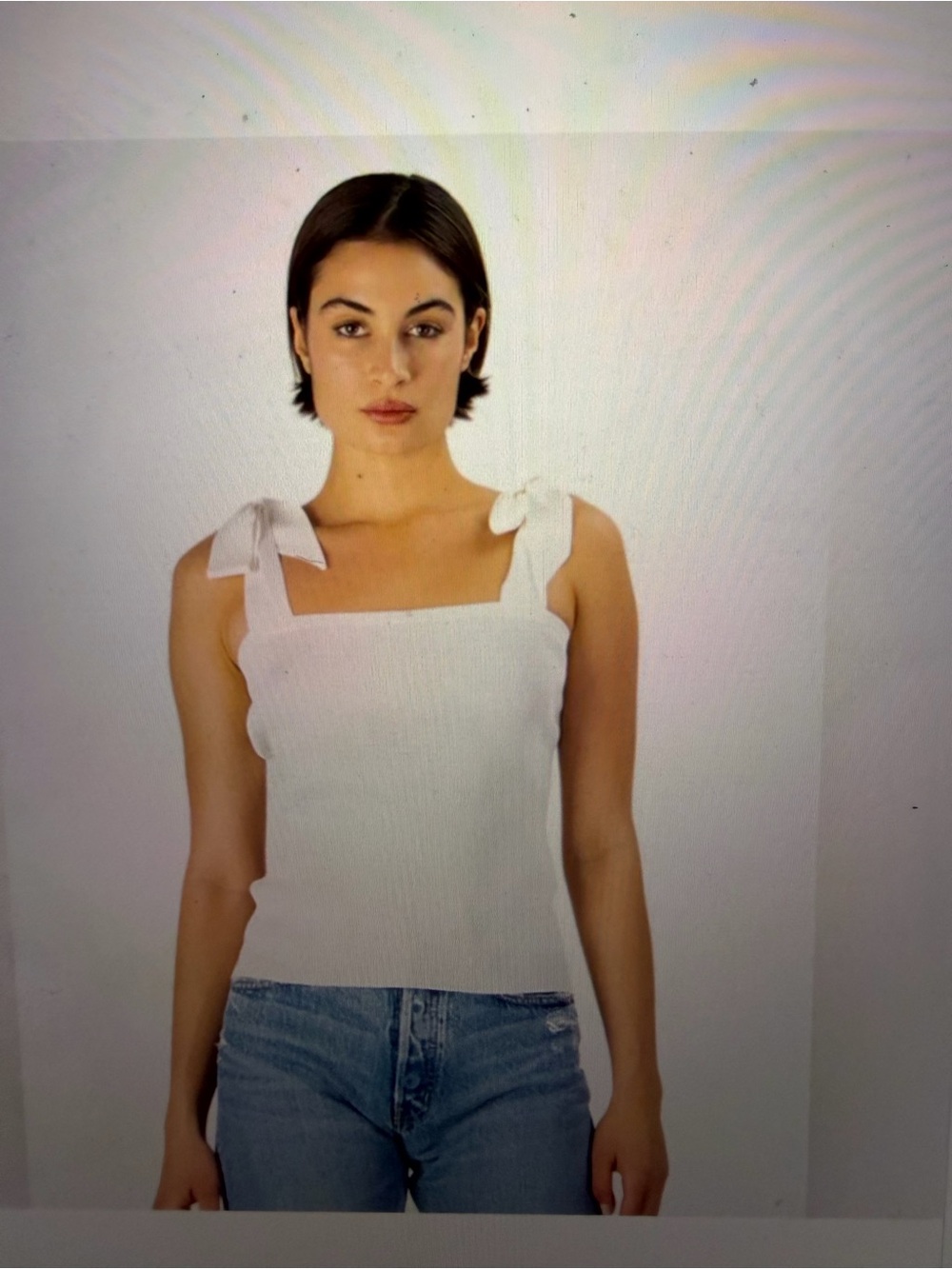 Zimmerman Cream Ribbed Tie-Shoulder Tank Top -